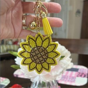 Sunflower Keychain with Rhinestones